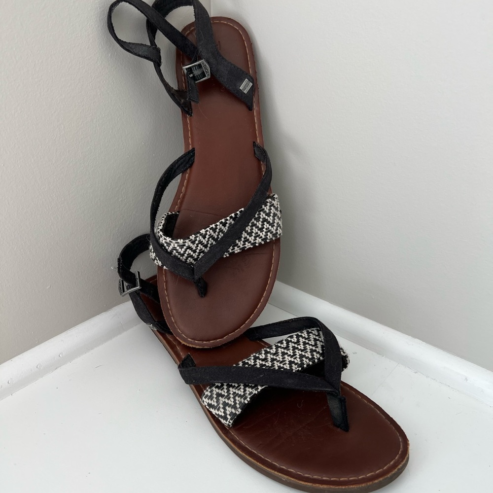 TOMS Black and White Sandals